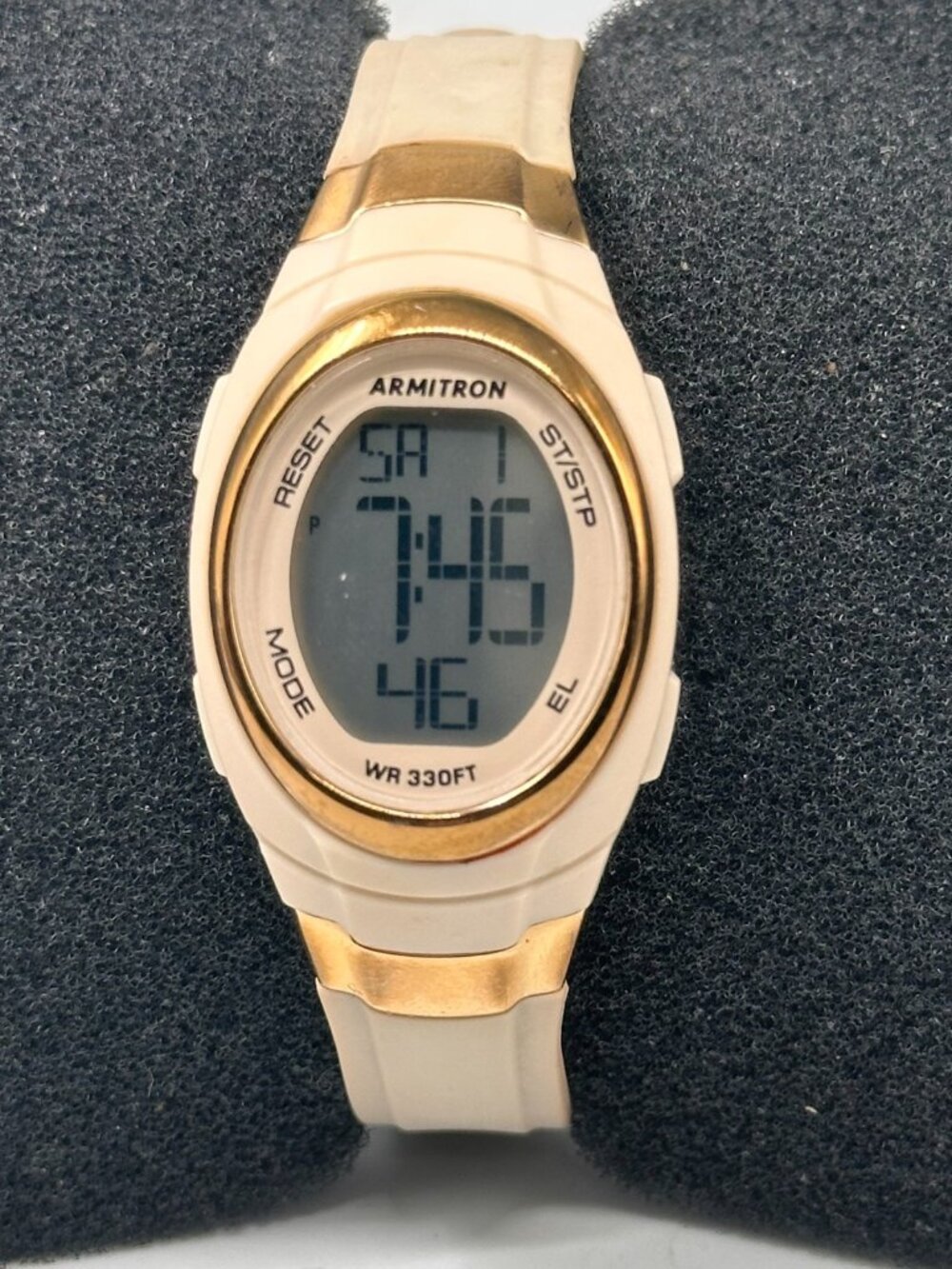 3/$30 Armitron Pro Sport Digital Watch Women Beige Rose Gold Oval 24MM  8"